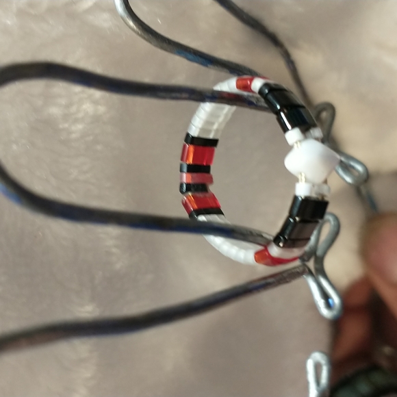 1 of a kind Beaded Diamond Ring - Red, Black,+ White - Picture 2 of 3